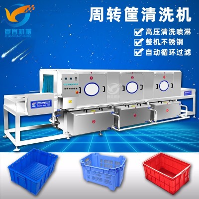 全自動塑料周轉(zhuǎn)筐清洗機 隧道式高壓噴淋清洗風(fēng)干型洗筐機洗箱機