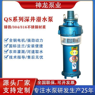 多級深井泵水浸式潛水電泵QS潛水泵大流量充水式農(nóng)田灌溉水泵380V