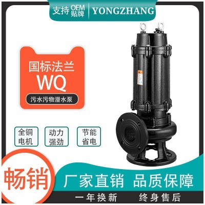 WQ污水泵法蘭彎頭無(wú)堵塞立式潛水排污泵污水污物提升泵配自耦裝置