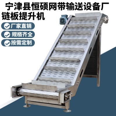 小型碳鋼鏈板上料機(jī) 304不銹鋼高溫爬坡機(jī) 食品果蔬料斗式提升機(jī)