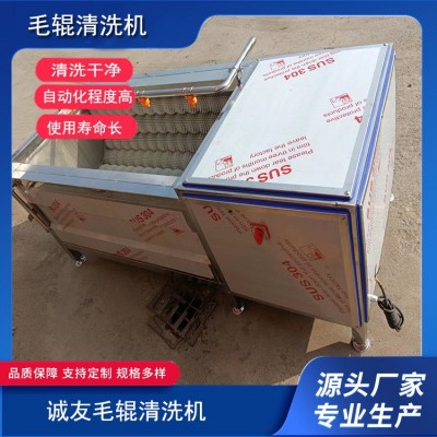 不銹鋼全自動毛輥清洗機(jī) 蘿卜紅薯生姜去皮去泥清洗設(shè)備