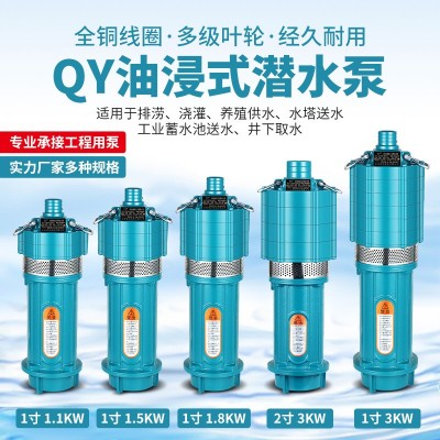 越浪人民QY油浸泵三相潛水泵380v高揚程農(nóng)田灌溉大流量工 業(yè)深井泵c